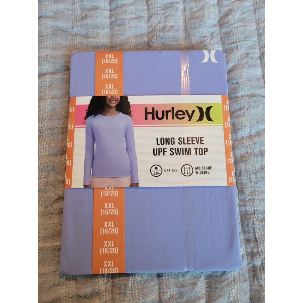 Girls Hurley Long Sleeve UPF Swim Top XL 14/16, XXL 18/20 Purple NWT